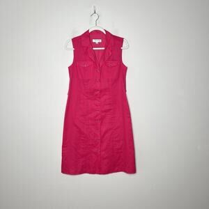 Isaac Mizrahi for‎ Target Shirt Dress Womens Small Pink Sleeveless Button Front